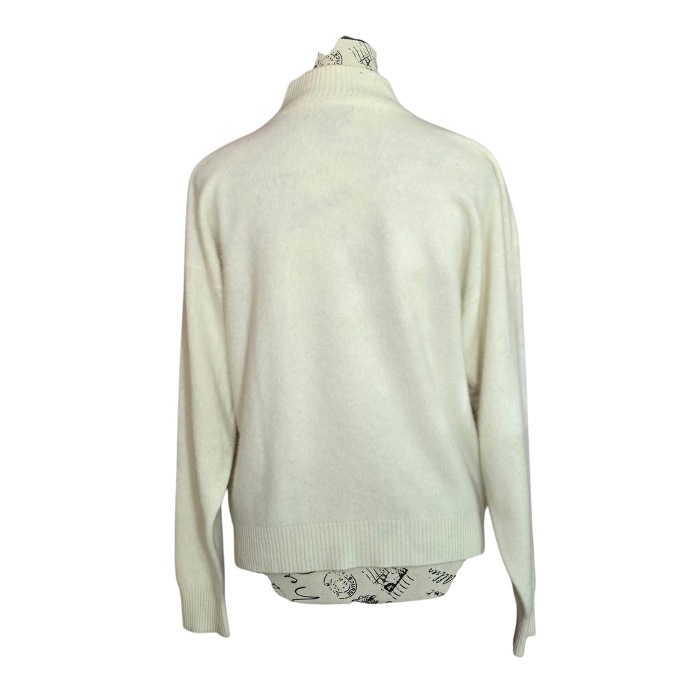 Charter Club Elegant Off-white Cashmere Turtleneck Sweater Classic Quiet Luxur L - Picture 2 of 9